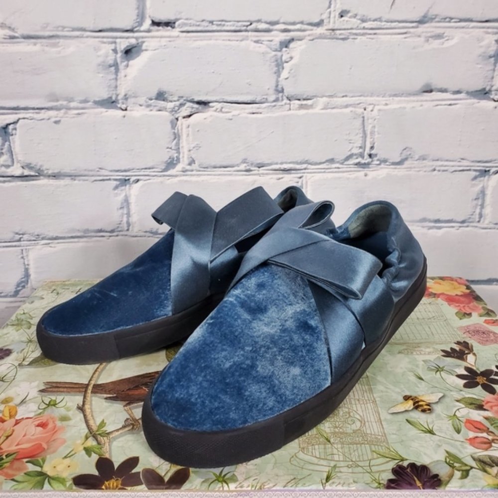 Mercedes Castillo Blue Velvet and Satin Sneakers